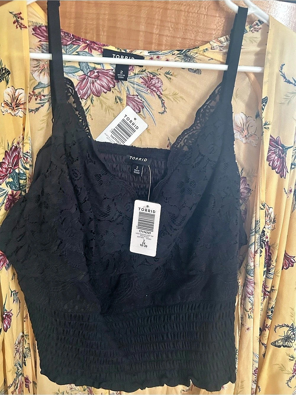Torrid Lace Smocked Crop Top Black Size 2X NWT